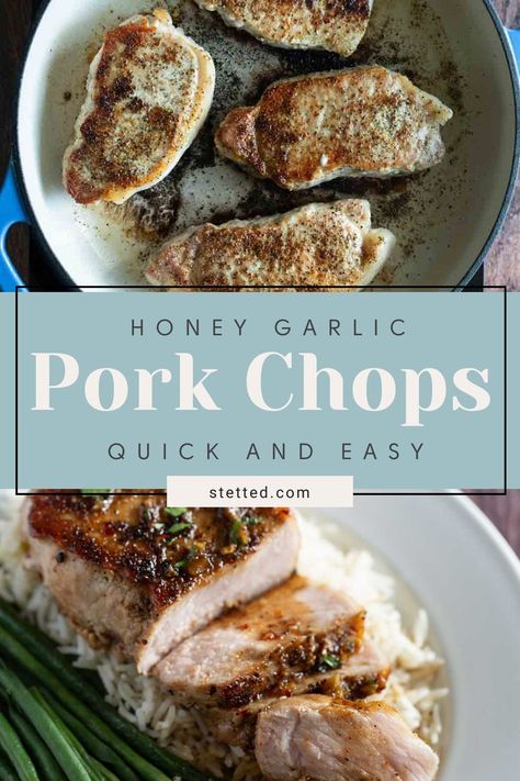 Honey Garlic Pork Chops by stetted Honey Pork Chops, Honey Garlic Pork, Garlic Pork Chops, Honey Garlic Pork Chops, Honey Pork, Easy Pork Chop Recipes, Pork Chop Dinner, Pork Chop Recipes Baked, Glazed Pork Chops