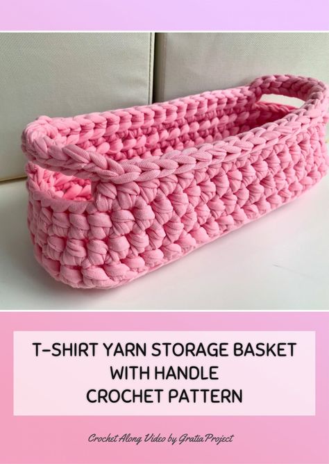 Crochet With Tshirt Yarn Projects, Tshirt Yarn Basket Pattern Free Crochet, Diy Crochet Basket, Yarn Tote Bag, Crochet Basket Tutorial, Yarn Projects Crochet, Chunky Yarn Crochet, Scrap Yarn Crochet, Yarn Box