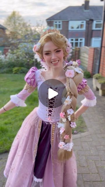 Rosie on Instagram: "My finished Rapunzel from tangled inspired dress! 💖🌸  Rapunzel has always been my favourite Disney princess so I cannot believe she is finally finished 😭 I am so happy with how she has turned out!!  #rapunzel #rapunzelcosplay #tangled #tangledrapunzel #disney #disneyprincess #princess #sewing #fashion #diy #princessdress #dress #costume #cosplay" Repunzal Dress, Dark Rapunzel, Diy Princess Costume, Tangled Dress, Tangled Cosplay, Tangled Costume, Rapunzel Cosplay, Rapunzel Costume, Rapunzel Dress