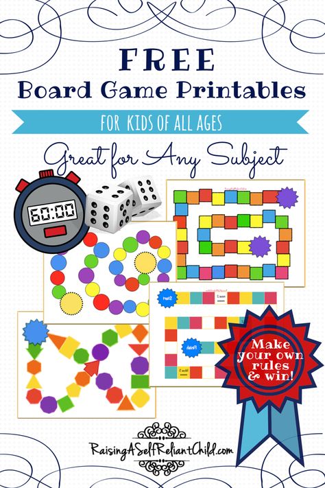 Free board games printable templates for your homeschool. Good for kids of all ages, and for any subject or topic. Spice up your learning with a game today! Board Games Printable, Recycling Games, Free Board Games, Games Template, Game Booth, Grade Three, Board Game Template, Math Board Games, Educational Board Games