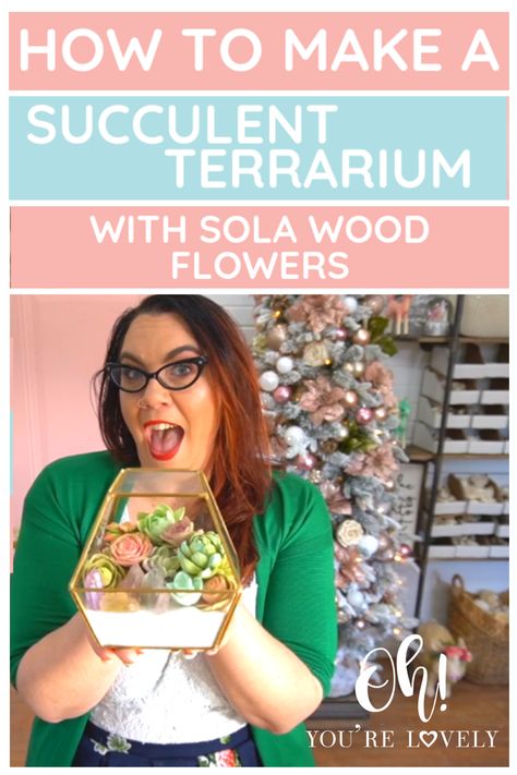 Join me as I guide you through how to dye sola wood flowers into succulents and then place them into an every day terrarium for your home decor! Succulent Centerpieces, Succulent Terrarium, Wood Flowers, Succulent Pots, Flower Tutorial, Diy Flowers, Super Simple, Join Me, Terrarium