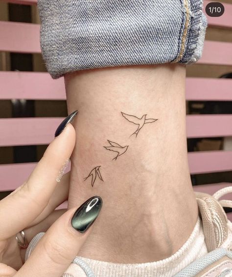 3 Birds Flying Tattoo, Christian Bird Tattoo, Hope Is The Thing With Feathers Tattoo, Swift Tattoo Birds, Bird Tattoo Women, Little Bird Tattoos For Women, Small Birds Flying Tattoo, Birds Tattoos For Women, Small Birds Tattoo Design