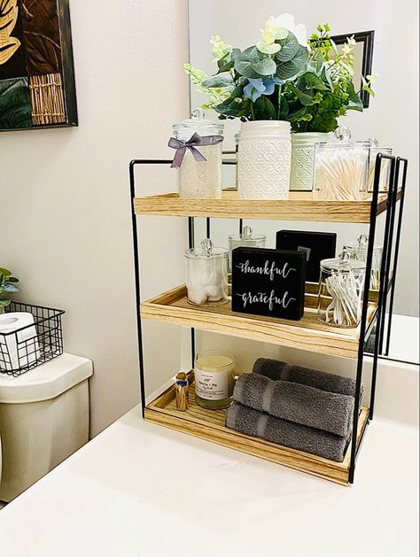 Bathroom Counter Organization Tray, Bathroom Counter Shelf, Bathroom Countertop Organization, Bathroom Counter Storage, Bathroom Organizer Countertop, Countertop Wood, Bathroom Organization Countertop, Bathroom Trays, Pallet Bathroom