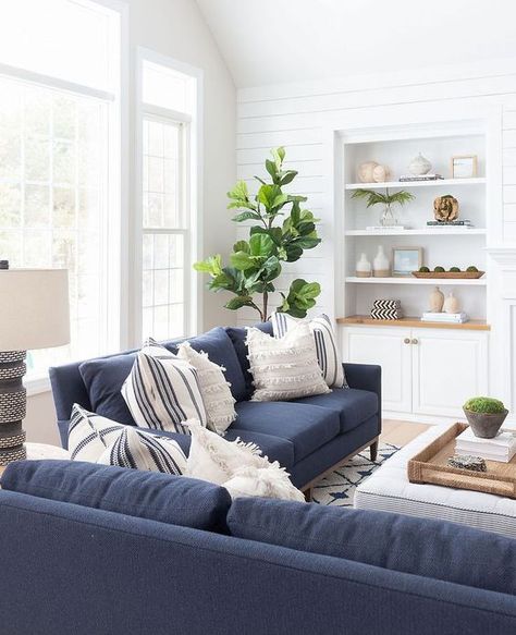 Navy Sofa Living Room, Blue Couch Living, Blue Sofa Living, Blue Sofas Living Room, Blue Couch Living Room, Subang Jaya, Blue Couch, Blue Living Room Decor, Couch Living Room