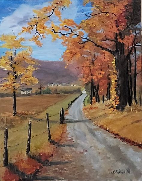 Bob Ross - Painting | Amazing Oil Painting by Lori Brooks Rockwell | Facebook Bob Ross Autumn Paintings, Bob Ross Landscape Paintings, Landscape Paintings Bob Ross, Bob Ross Costume, Bob Ross Landscape, Bob Ross Art, Autumn Landscape Painting, Art Homework, Bob Ross Paintings