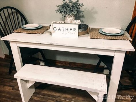 When you hear the words "farmhouse table", a long spacious table usually comes to mind. Unfortunately, not everyone has the space for a huge dining table. This was the case when a friend asked me to build her one. She loved the look of a farmhouse table but didn't really have the space. We determined the custom dimensions she needed then only spent about $40 in lumber to build the table. This would be a great beginner woodworking project! Here's what you need to build your own...Materials:4-2× Dining Tables For Small Spaces, Small Farmhouse Table, Farmhouse Table And Bench, Small Dining Tables, Cleaning Marble Floors, Tables For Small Spaces, Room Decor Cozy, Plank Table, Small Kitchen Tables