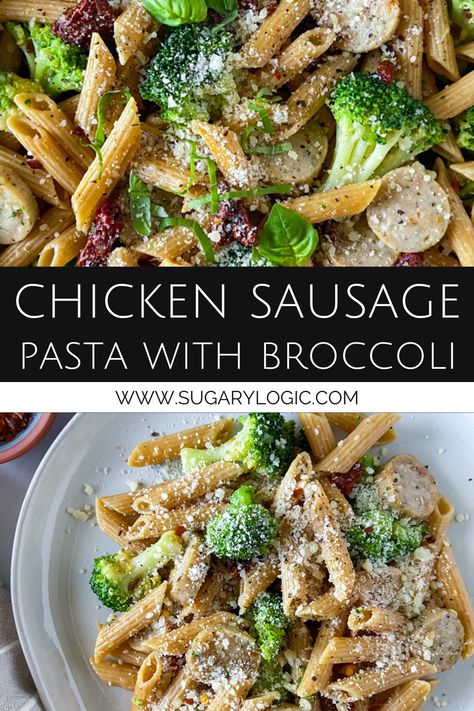 Pasta recipes are ideal meals when you are looking for cheap and easy options. This healthy chicken sausage pasta with broccoli is affordable to make and quick to throw together. This recipe makes six servings which is great when you need to feed a crowd or prep for the week's meals. Chicken Sausage Recipes Healthy, Chicken Sausage And Broccoli, Chicken Sausage Recipes Pasta, Sausage Broccoli Pasta, Pasta With Chicken Sausage, Healthy Sausage Recipes, Healthy Pasta Recipe, Broccoli Sausage, Sausage And Broccoli