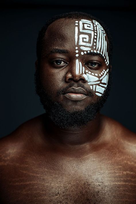 African men painted their faces in times past anytime it was time for WAR. African Face Painting, Mens Face Paint, Face Paint For Men, African Face Paint, Body Painting Men, Music Cover Art, African Makeup, Pen Art Work, Neon Makeup