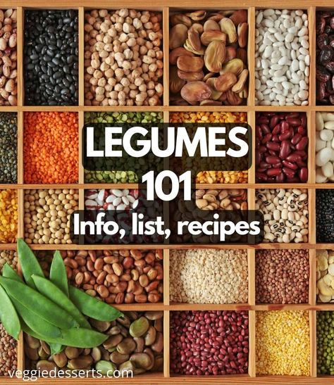 If you want to know all about legumes you've come to the right place! Get a list of legumes, cooking guides, pictures, examples, types, and lots of information. Plus, you can find out answers to questions like What are legumes? Are green beans a legume? What are legumes vs beans? Read on to get all the answers. Beans And Legumes List, List Of Lentils, Types Of Beans And Legumes, Best Legumes To Eat, Legumes List Of, What Are Legumes, Legumes List, Types Of Legumes, Peanut Stew Vegan