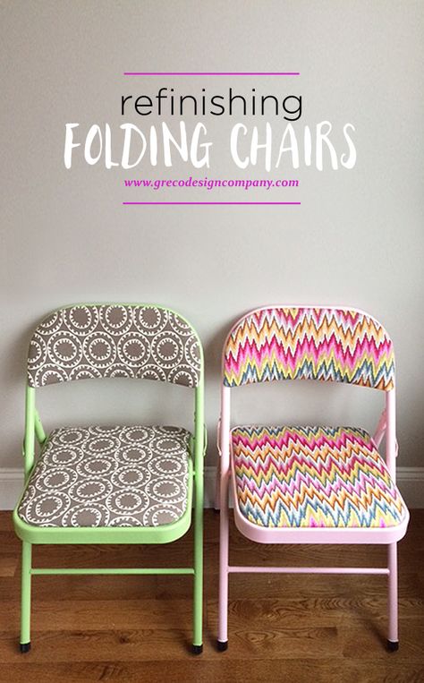 refinishing folding chairs (to be super chic) Diy Chair, Diy Furniture Makeover Ideas, Diy Interior, Diy Spray Paint, Refurbished Furniture, Fun Fabric, Paint Diy, Chair Makeover, Folding Chairs