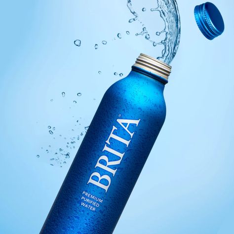 Brita Is One Of the Original Single-Use Plastic Bottle Killers; They Also Bottle Water In Aluminum Now | Dieline - Design, Branding & Packaging Inspiration Air Aqua Botol, Aqua Botol, Air Aqua, Brita Water Bottle, Aluminum Water Bottles, Aluminum Bottle, Bottle Water, Water Filtration System, Water Bottle Design