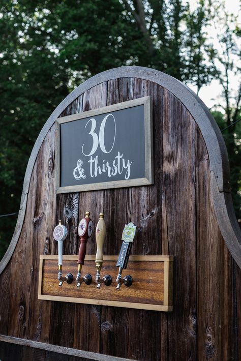 Thirty & Thirsty Rustic Theme Decor, Thirty And Thirsty, 30th Birthday For Him, 21st Birthday Checklist, 30th Birthday Themes, 30th Birthday Decorations, 30th Party, Idee Pasto, Thirty Birthday