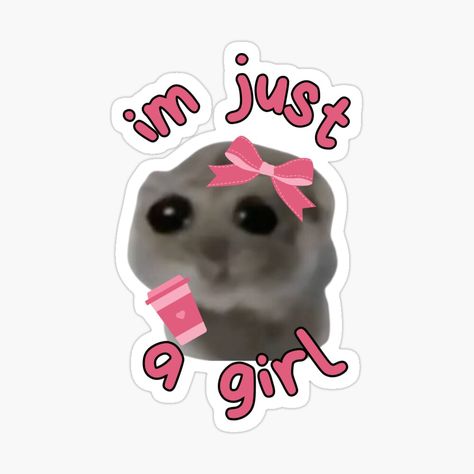 Get my art printed on awesome products. Support me at Redbubble #RBandME: https://www.redbubble.com/i/sticker/I-m-just-a-girl-Meme-Hamster-by-otyliadesign/159155805.EJUG5?asc=u Cute Things To Print Out For Stickers, I ❤ Me, I Am Just A Girl Sticker, Im Just A Girl Hamster, Stickers For Messages, Pics For Stickers, I M Just A Girl, I’m Just A Girl, Funny Stickers For Whatsapp