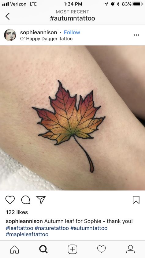 Autumn leaf tattoo Autumn Leaf Tattoo, Oak Leaf Tattoos, Maple Leaf Tattoos, Ak47 Tattoo, Fall Leaves Tattoo, Inner Elbow Tattoos, Rip Tattoo, Autumn Tattoo, Leaf Tattoo