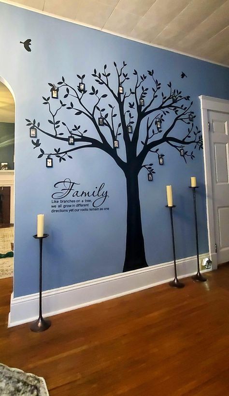 Family Tree Wall Decal with Family Like Branches on a Tree Quote Wall Decal Tree Wall Sticker (83" Wide x 83" high) (Black) Paint Family Tree On Wall, Family Tree Wallpaper, Family Tree Wall Painting, Tree Design On Wall, Wall Drawing Ideas, Tree Wall Painting, Clothes Tree, Apple Desktop, 2022 Goals