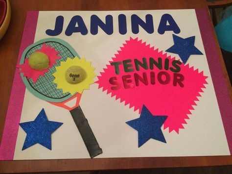 Tennis senior poster Badminton Senior Night Posters, Senior Night Posters Tennis, Tennis Posters High School, Tennis Senior Night Posters, Tennis Senior Night Gifts, Senior Poster, Senior Posters, Senior Night Posters, Cheer Signs