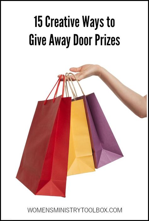 Get creative when you give away door prizes. These 15 creative ideas will add some excitement and fun! #doorprizes #doorprize #giveaway #fellowship #events Games For Door Prizes, Door Prize Games Christmas, Prize Giveaway Ideas, Door Prizes For Christmas Party, Door Prize Ideas Events, Christmas Party Door Prize Ideas, Christmas Door Prize Games, Door Prize Ideas For Women, Christmas Door Prize Ideas