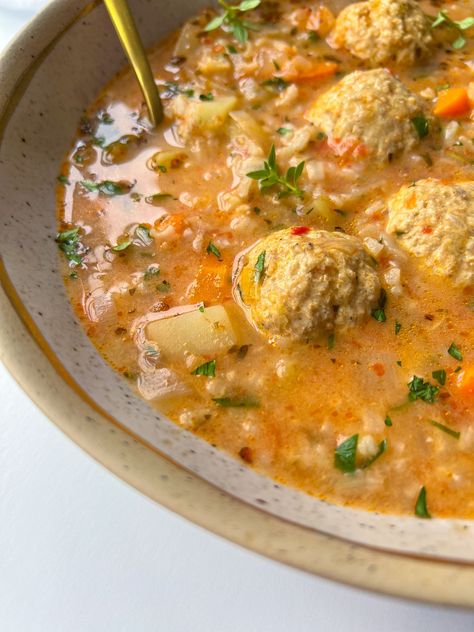 Meatball And Spinach Soup, Soups And Stews For Two, Cabbage Soup Meatballs, Leftover Meatball Soup, Potato Meatball Soup, Hearty Meatball Soup, Chicken Meatball Noodle Soup, Hungarian Meatball Soup, Sausage Meatball Soup