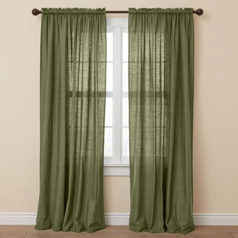 Green Curtains Living Room, Sage Green Curtains, Window Rods, Grommet Panels, Green Curtains, Living Room Green, Rod Pocket Curtains, Cabin Life, Curtains Bedroom