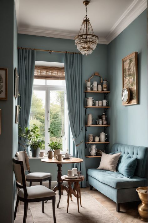 10 Ideas and Inspiration for Traditional Style Coffee Nooks - afullmug.com Small Sitting Area In Kitchen, Sitting Area In Kitchen, Half Table, Kitchen Bay Window, Small Sitting Area, Bay Window Seat, Rustic Wooden Table, Vintage Coffee Pot, Coffee Nook