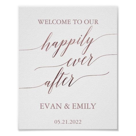 Create your own Poster | Zazzle.com Calligraphy H, Ever After Poster, After Poster, Simple Wedding Reception, Wedding Reception Signage, Reception Signage, Wedding Ceremony Signs, Gold Calligraphy, Ceremony Signs