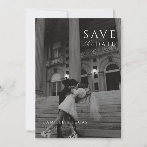 Are you looking for a modern minimal save the date template? Look no further! This template is perfect for anyone who wants to create a unique and beautiful save the date. You can choose to include a photo or not, and you can also customize the text to fit your needs. Plus, it's easy to download and instant-download so you can get started right away! Vintage Save The Date Zazzle, Wedding Save The Date Picture Ideas, Save The Date Magnets Pictures, Old Hollywood Wedding Save The Date, Simple Save The Date Picture, Classic Save The Date With Photo, Save The Date Ideas For Weddings Photos, Wedding Invitations Ideas With Pictures, City Save The Date Photos