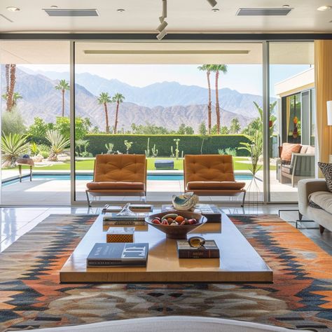 Living Spaces: Where Comfort Meets Style Los Angeles Living Room, Palm Springs Houses Interior, Palm Springs Home Interior, 1960 Interior Design, Palm Springs Style Interior, Palm Springs Living Room, Palm Springs Bedroom, Palm Springs Interior Design, California Cabin