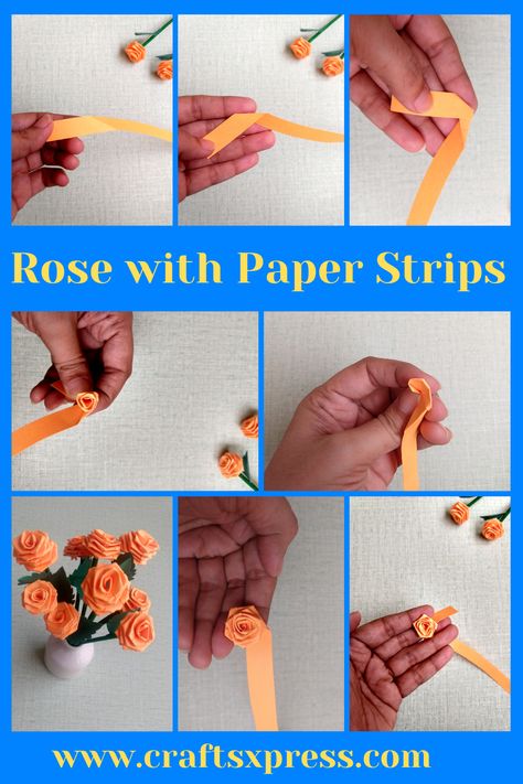 Hello my friends, again I have come up with another DIY paper rose. You can easily make these beautiful Paper roses with paper strips. Let's see how!!! #paperrose #easyrose #quillingrose #rosewithpaperstrips How To Fold A Rose Out Of Paper, Craft Paper Rose Flower, Roses Paper Diy, How To Fold Paper Roses, How To Make Mini Roses Paper Flowers, Rose Paper Craft Easy, Diy Paper Roses Tutorial, Small Paper Roses Diy Easy, Handmade Paper Roses