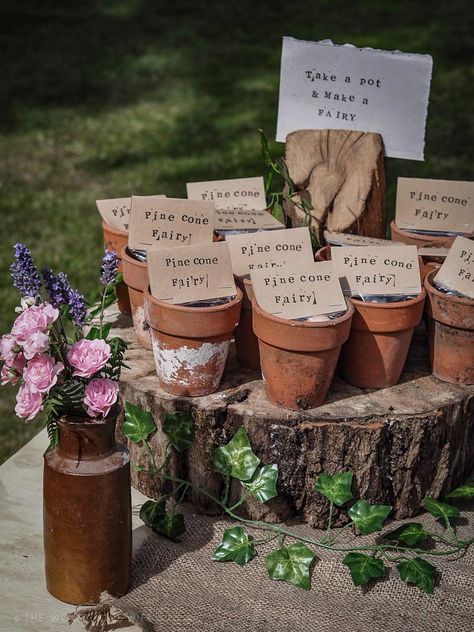 Fairy Garden Birthday Decorations, Enchanted Fairy Birthday Party Food, Fairy Party Menu Ideas, Fairy And Elves Party Ideas, Fairies And Gnomes Birthday Party, Wood Theme Birthday Party, Whimsical Birthday Party Woodland Fairy, Fairy Party Favours, Fairy Themed Party Favors