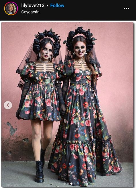 Catrina Dress, Mexican Halloween Costume, Catrina Costume, Outfit Mexicano, Selkie Dresses, Mexican Halloween, Julie Sarinana, Halloween Makeup Diy, Neil Patrick