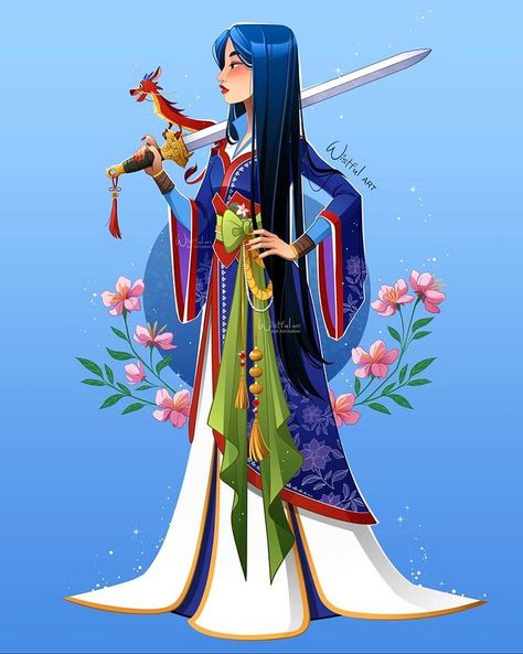 Wistful Art, Princesa Mulan, Lindo Disney, Disney Mignon, Princesas Disney Anime, Image Princesse Disney, Disney Princess Fan Art, Mulan Disney, 디즈니 캐릭터