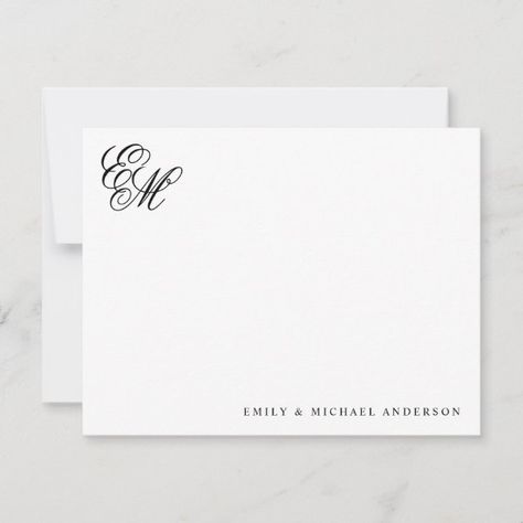 Stylish Classic Monogram Script Couple Stationery Note Card Classic Monogram, School Notebooks, Newlywed Gifts, Kids Nursery Decor, Free Birthday Invitation Templates, Kids Stationery, Free Birthday Invitations, Hair Accessories Jewelry, Clothing Labels