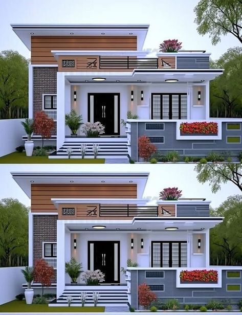 Simple Indian House Exterior Design, 100 Gaj House Design Indian, Simple Elevation Designs For House G+1 Indian, Simple House Design Philippines Low Cost, Small House Front Design Indian Double Floor, House Exterior Colors, Modern House Exterior Design, Paint Modern, House Exterior Design