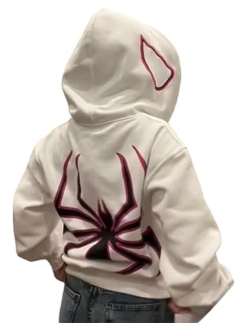 PRICES MAY VARY. 【MATERIAL】Womens spider graphic hoodies zip up sweatshirt jacket, made of 80% cotton and 20% polyester, soft, skin friendly, warm and stretchy, comfy for wear. Y2k sweatshirt oversized for women zipper hoodies, harajuku vintage e-girl punk gothic hoodies streetwear y2k trendy sweatshirts with hooded. 【FEATURES】Y2k hoodies aesthetic zip up hoodie oversized jacket coat, loose fit, long sleeve, hooded, full zip up,spider graphic. Unisex appeal, y2k style hoodie sweatshirt perfect f Gothic Hoodies, Spider Graphic, Gothic Jackets, Hallowen Costume, Grunge Vintage, Y2k Hoodie, Eye Print, Sweatshirt Zipper, Looks Black