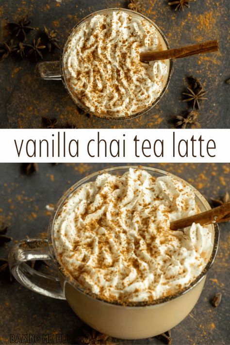 Vanilla Chia Tea Latte Recipe, Easy Fall Coffee Recipes, Easy Latte Recipe At Home, Chi Latte Recipe Homemade, Ice Chai Tea Latte Recipe, Coffee Ingredients Recipes, Tea Lattes At Home, Hot Chai Tea Latte Recipe, Chai Drink Recipes