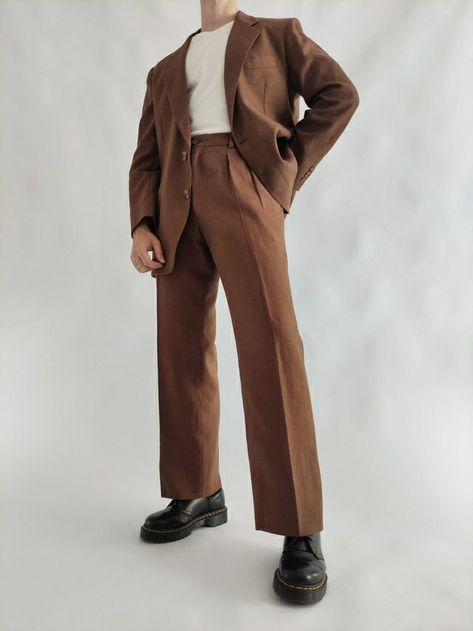 Wedding Suit Guest Men, Brown Semi Formal Outfit Men, Summer Gala Outfit Men, Earth Tone Formal Outfit Men, Men Suit Oversized, Brown Tie Outfit Men, Outfit For Wedding Guest Men, Suit For Short Men, Brown Suit Outfit Men