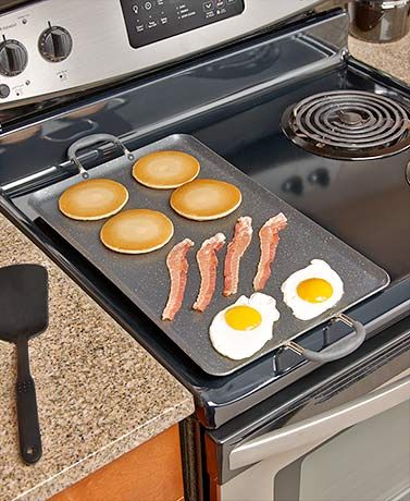 Nonstick Double-Burner Griddles Stove Top Griddle, Bacon Pancakes, Stove Burner Covers, Flat Top Griddle, Flat Top Grill, Electric Griddle, Double Burner, Decoration Restaurant, Griddle Cooking