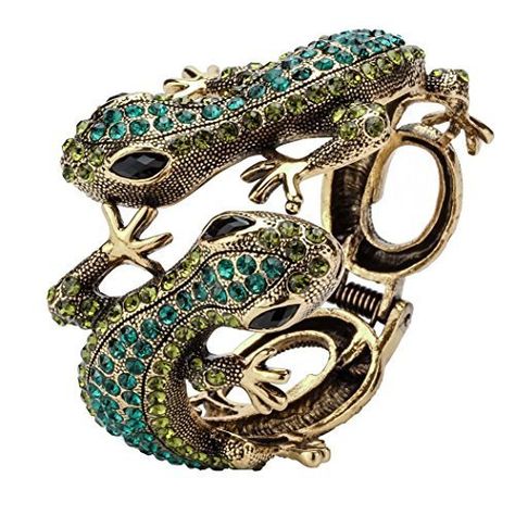 Szxc Jewelry Women's Crystal Gecko Bangel Bracelet ** More info could be found at the image url. (This is an affiliate link) Lizard Bracelet, Cute Gecko, Diy Bangle Bracelets, Bracelet Miyuki, Bangles Style, Stud Jewelry, Arm Cuff, Expensive Jewelry, I Love Jewelry