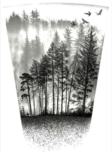 Forest Tattoo Sleeve Stencil, Wood Sleeve Tattoo, Tree Line Tattoo Design, Tree Line Tattoo Stencil, Redwood Forest Tattoo, Woods Tattoo Design, Mens Tree Tattoo, Tattoo Woods Forest, Forrest Tattoo Designs