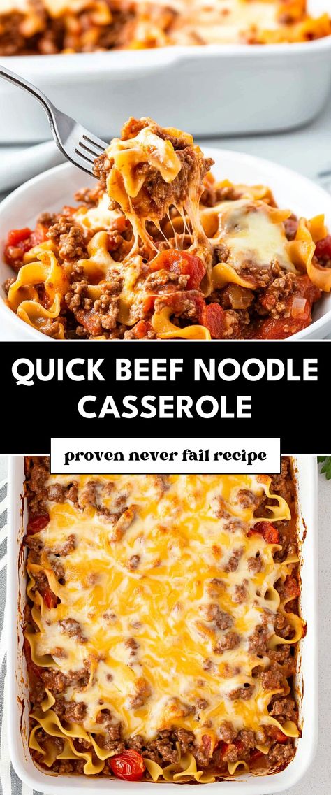 Image for Quick Beef Noodle Casserole Homestyle Beef Casserole, Easy Noodle Casserole, Home Style Ground Beef Casserole, Company Beef Casserole, Hot Dishes Casserole Ground Beef, Noodle Ground Beef Casserole, Easy Noodle Casserole Recipes, Easy Dinner Using Ground Beef, Family Dinner Ground Beef