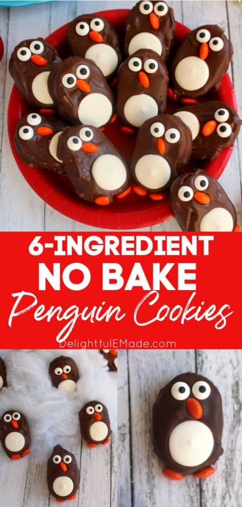 Penguin Snacks, No Bake Christmas Cookies, Cookies No Bake, Themed Baking, Bake Christmas Cookies, No Bake Christmas, Penguin Cookies, Truffle Cookies, Christmas Baking Cookies