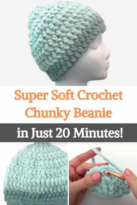 Crochet Chunky Beanie Hat Free Pattern, Bernat Blanket Yarn Beanie Patterns Crochet, East Crochet Hat, Blanket Yarn Crochet Hat Pattern Free, Crochet Hat 6 Yarn, Easy Crochet Hat Bulky Yarn, Crochet Hat Blanket Yarn, Size 6 Crochet Hat, Bernat Beanie Crochet Hats