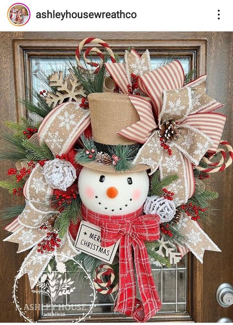 Snowman Wreaths, Healthy Ramen, Christmas Decorations Sewing, House Wreath, Holiday Wreaths Christmas, Diy Christmas Gifts Cheap, Christmas Craft Projects, Wreath Winter, Christmas Door Wreaths