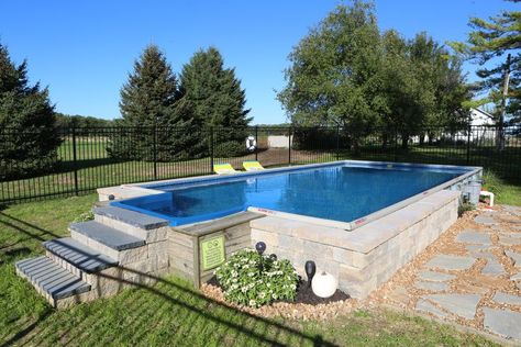 Inground Pool Rectangle, Pool Rectangle, Semi Inground Pool, Rectangle Pool, Semi Inground Pools, Swimming Pools Inground, Inground Pool, Inground Pools, Backyard Projects