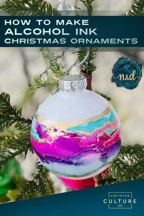 How to Make Alcohol Ink Christmas Ornaments – Counter Culture DIY Epoxy Resin Christmas Balls, Making Alcohol Ink, Alcohol Ink Coasters Tutorials, Diy Glass Ornament Ideas, Alcohol Ink Christmas Balls, Diy Clear Ornaments Christmas, Alcohol Ink Glass Ornaments, Alcohol Ink Christmas Ornaments Diy, Diy Christmas Ornaments Adults