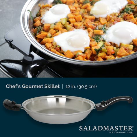 Saladmaster 12 inch Chef's Skillet Easy Skillet Recipes, Salad Master Recipes, Saladmaster Recipes, Salad Master, Safest Cookware, Easy Skillet Meals, Electric Skillet, Easy Skillet, Skillet Cooking