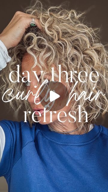 Kelly Pollitt | WILD Tribe Style | on Instagram: "Day 3 Curly Hair Refresh . It’s more of a curl refresh on day 3, but it’s gonna give me a few more days out of this style!! . Two sizes of curling irons, two different size curls, curled in different directions. Gives more variation and dimension to the look!! . Is a bit frizzy?? YEA, but curly hair is naturally a bit drier and frizzy  Is it wild and crazy?? YES!! And I like it that way!! Does it require some work?? YEP!! But I also get the longevity out of it!! . If you don’t like it, then carry on about your business!! I don’t need to hear it, I’m not here looking for your opinion. Just trying to help other women with curly hair get another day out of their style.  . I used a 1/2” and a 3/4” barrel @hottoolspro curling iron for this look. Natural Grey Curly Hair, Angel Curly Hair, How To Style Dry Curly Hair, Short Curly Hair Dos Ideas, Day Three Curly Hair Styles, Curly Hair Day 2 Hairstyles, Medium Length Shag Curly Hair, How To Style Short Hair Curly, Curly Hair With Cowboy Hat