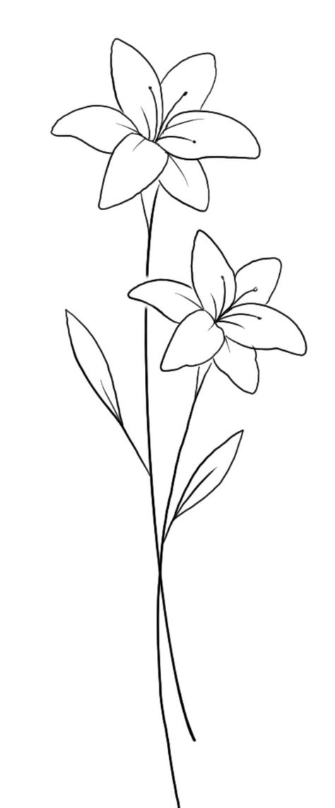 Flower Drawing Reference Simple, Tall Flower Drawing Simple, Outline Drawing Of Flowers, Cute Little Flowers Drawing, Flower Lineart Simple, Sketchbook Art Inspiration Easy Step By Step, Love Symbol Drawing, Simple Flower Design Drawing, Flower Art Drawing Sketches Simple