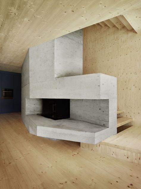 Concrete Architecture, Concrete Fireplace, Arch Interior, Empty Room, Home Fireplace, Structure Design, Fireplace Design, Contemporary Architecture, A Fire