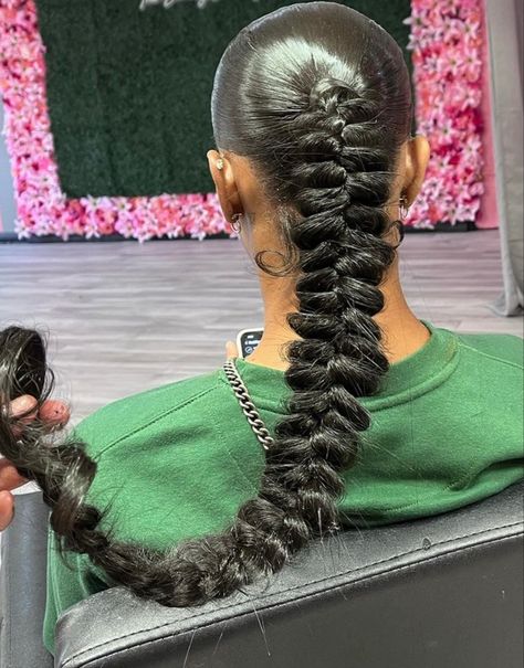 Fishtail Braided Ponytail Hairstyles, Braided Ponytail Fishtail, Slick Back With Fishtail Braid, Fishtail Braid Slick Back, Fishtale Braid Black Women, Braided Pony Tailed Hairstyle Black Women, Braided Pointy Tail Black Women, Fish Tale Braids For Black Women, Fishtail Braid Ponytail Black Women